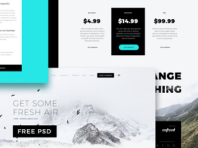 Fjord - Free Landing Page dark free freebie freebies fresh landing light page psd