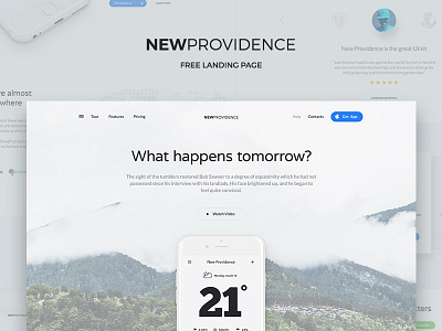 New Providence Free PSD Landing free freebie freebies landing light photoshop psd ui web website