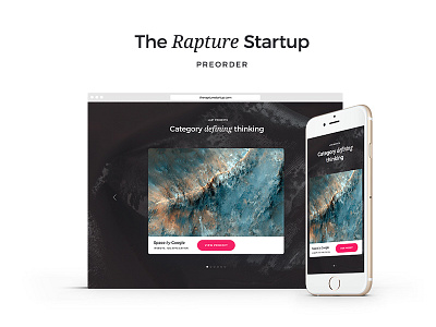 The Rapture Startup — Coming Soon announce card design feature interface ipad iphone landing landing page ui ui kit ui pack