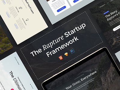 The Rapture Startup is Here card framework free freebie interface landing landing page ui ui kit ui pack ux web