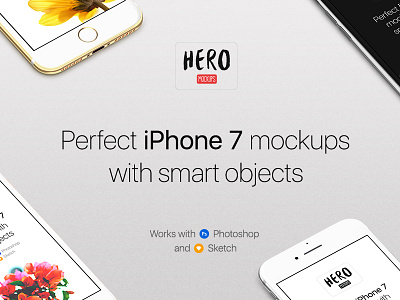 HERO iPhone 7 Mockups angle app application front ios iphone iphone 7 mockup mockups perspective