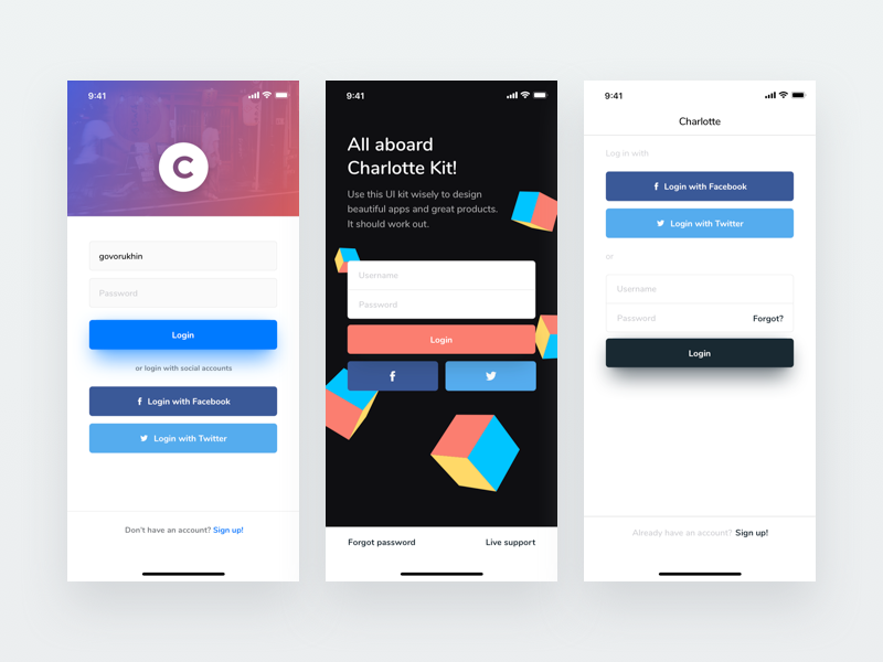 Charlotte iOS UI Kit by Craftwork on Dribbble