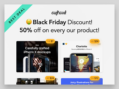 Black Friday Discount from Craftwork 2017 50 black deal design discount friday mockups november sale ui kit web