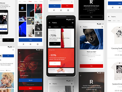 Replica Android UI Kit android craftwork design figma material mobile replica sketch studio ui kit ux kit xd