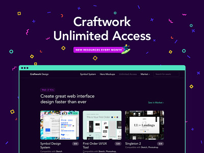 Craftwork Unlimited Access bundle design discount mobile presentation product hunt ui ux web