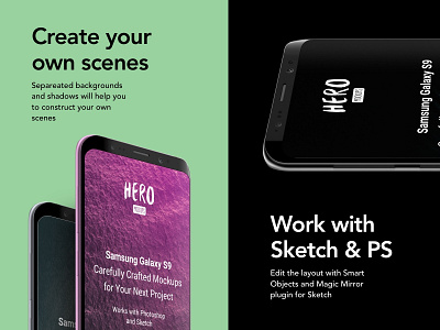 HERO Samsung Galaxy S9 Mockups angle clay craftwork free freebie front galaxy hero mockup mockups perspective pink presentation s9 samsung screen ui view watch