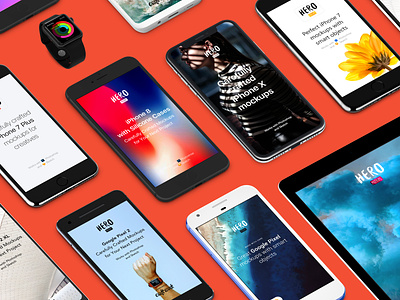 Hero Mobile Mockups with New Price android angle apple craftwork front galaxy hero ios ipad iphone iwatch library mockup mockups perspective pixel presentation sketch symbols view
