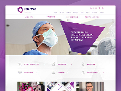 Peter Mac Website Design cancer clean design hospital icons ui ux web