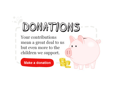 Donations Banner donations handmade type piggy bank