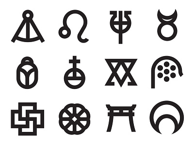 Hermetica: A Library of Esoteric Symbols for Design Lovers flat font helvetica icon icons illustration minimal sans-serif swiss symbol symbols typography