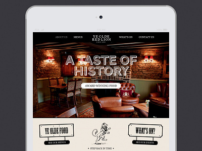 Ye Olde Red Lion fun history ipad lion pub quirky red restaurant ui website ye olde