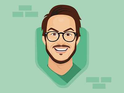 Tom's floating head avatar avatar face flat glasses head hunting illustration moustache trophy wall