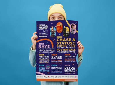 Freshers Week poster design brand branding brnding colourful design energetic events festival freshers fun gig logo party poster student typography