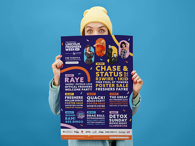 Freshers Week poster design brand branding brnding colourful design energetic events festival freshers fun gig logo party poster student typography