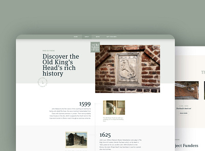 Old Kings Head website design cafe dates head heritage history kings old pub shop stamp timeline ui ux web website