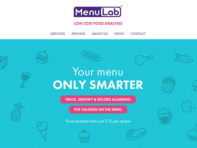 Menu Lab website design analysis blue flat food icon lab menu pink smart website