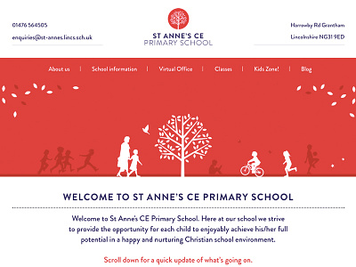 St Annes Primary School website bright childish children colour colourful flat kids leaves red school tree website