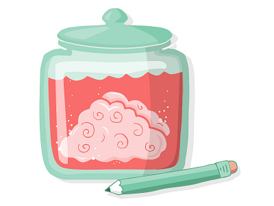 Brain in a jar... bottled brain bubble creative creativity jar jarred juice pencil pink tub