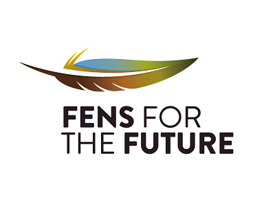 Fens for the Future logo design eco feather fens field landscape logo nature pond reeds water waterside