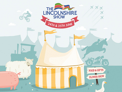 Lincolnshire Show Illustration bike bmx duck horse lincolnshire pig planes sheep show sign tent tractor