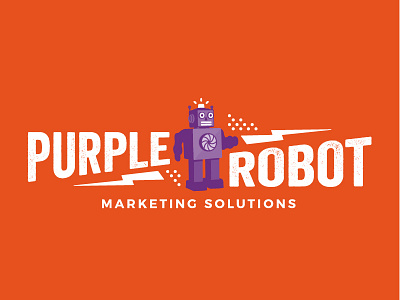 Purple Robot Logo Design cool design hipster logo marketing purple retro robot vintage