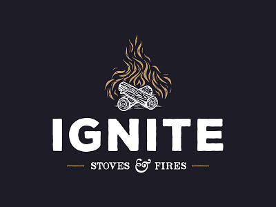 Ignite Stoves Logo Design branding fires ignite logo design logs mark stoves woodsman