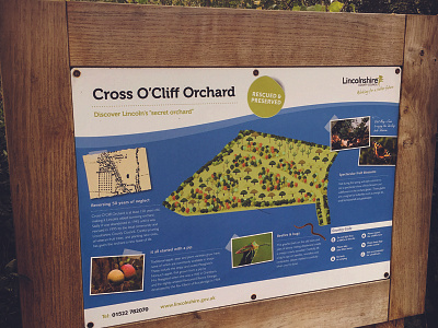 Lincolnshire Council Interpretation Panel design illustration interpretation panel map orchard trees