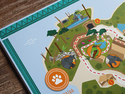 Map Design & Illustration for Chester Zoo animals illustrated map illustration location magpie map place sun bear tapir zoo