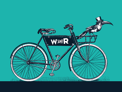 Wretch & Rascal bike fun logo illustration theatrical toucan victorian