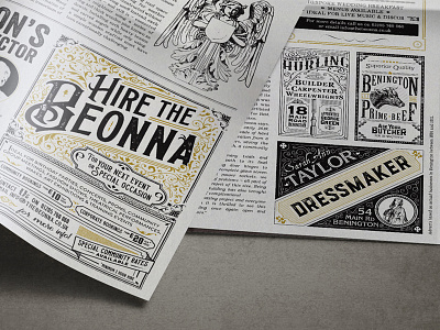 Beonna Vintage Newspaper Design advert history newspaper ornate signwriting typography victorian vintage