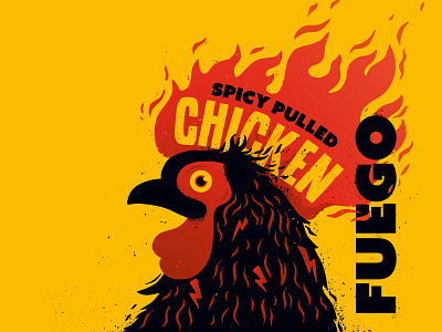 A fiery design for a hot burrito brand branding chicken fiery fire food fuego illustration logo restaurant restaurant branding rock chick spice spicy
