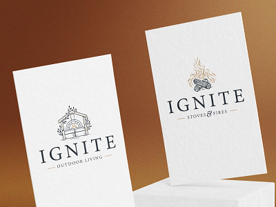Ignite Logo Designs brand branding camp fire fire ignite living logo logs mark outdoor stoves