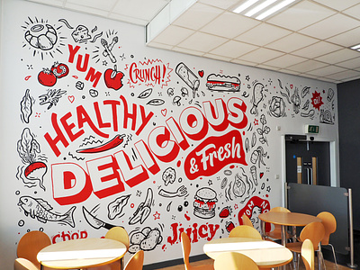 Cafe wall mural design for Lincoln College