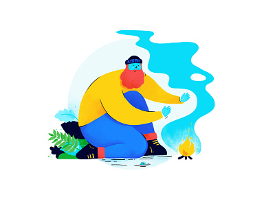 Character design for Adventures with St Barnabas beard bushcraft camping challenge character charity expedition fire fun hospice illustration man procreate quirky