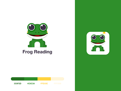 Frog Reading logo ui frog reading icon app