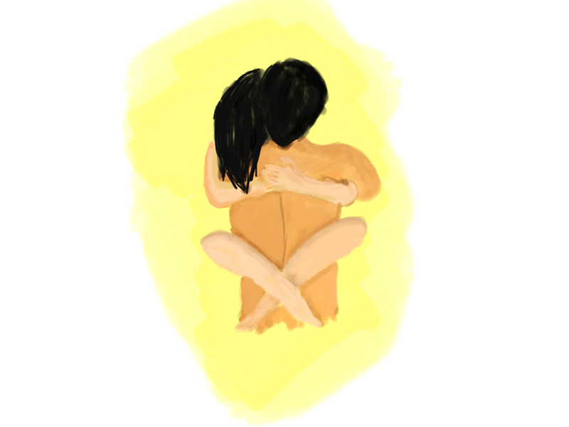 Illustration of passionate love kiss passion painting art digital illustration hug love