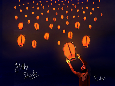 Diwali Illustration art design digital diwali graphic illustration lights painting sketch