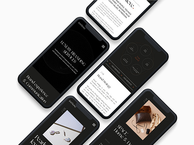 Mobile screens of INMUSE AGENCY website dark theme design mobile design mobile layout tilda webdesign