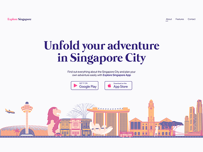 Landing page (Hero image) hero image illustrations landing page singapore traveling