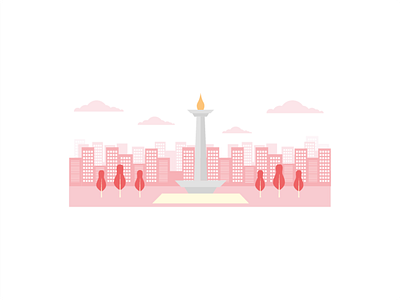 Shots graphic design illustration jakarta monas pink tone