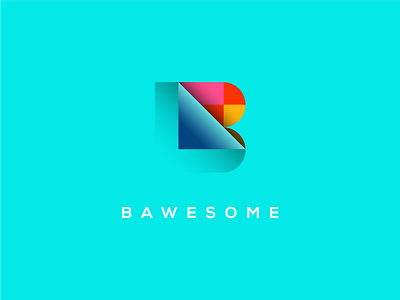 Bawesome 3d b logo branding colorful logo page paper vector