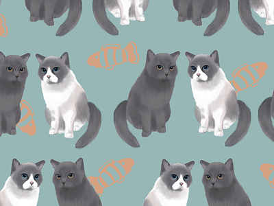 Kitty Wallpaper Design cats digital illustration