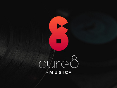 Cure8 Music application eight logo love music play