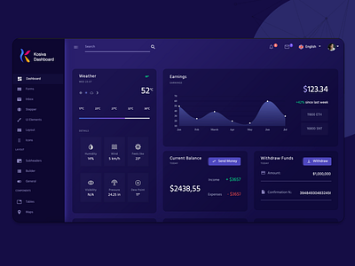 Dashboard Template beautiful colors dark theme design experiments explore illustration vector