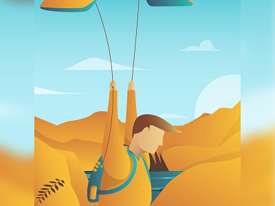 Skydiving Illustration cyan illustration jump orange simple skydiving