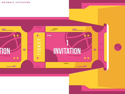 Dribbble Invitation dribbble dribbble debut illustration invitation ticket vector