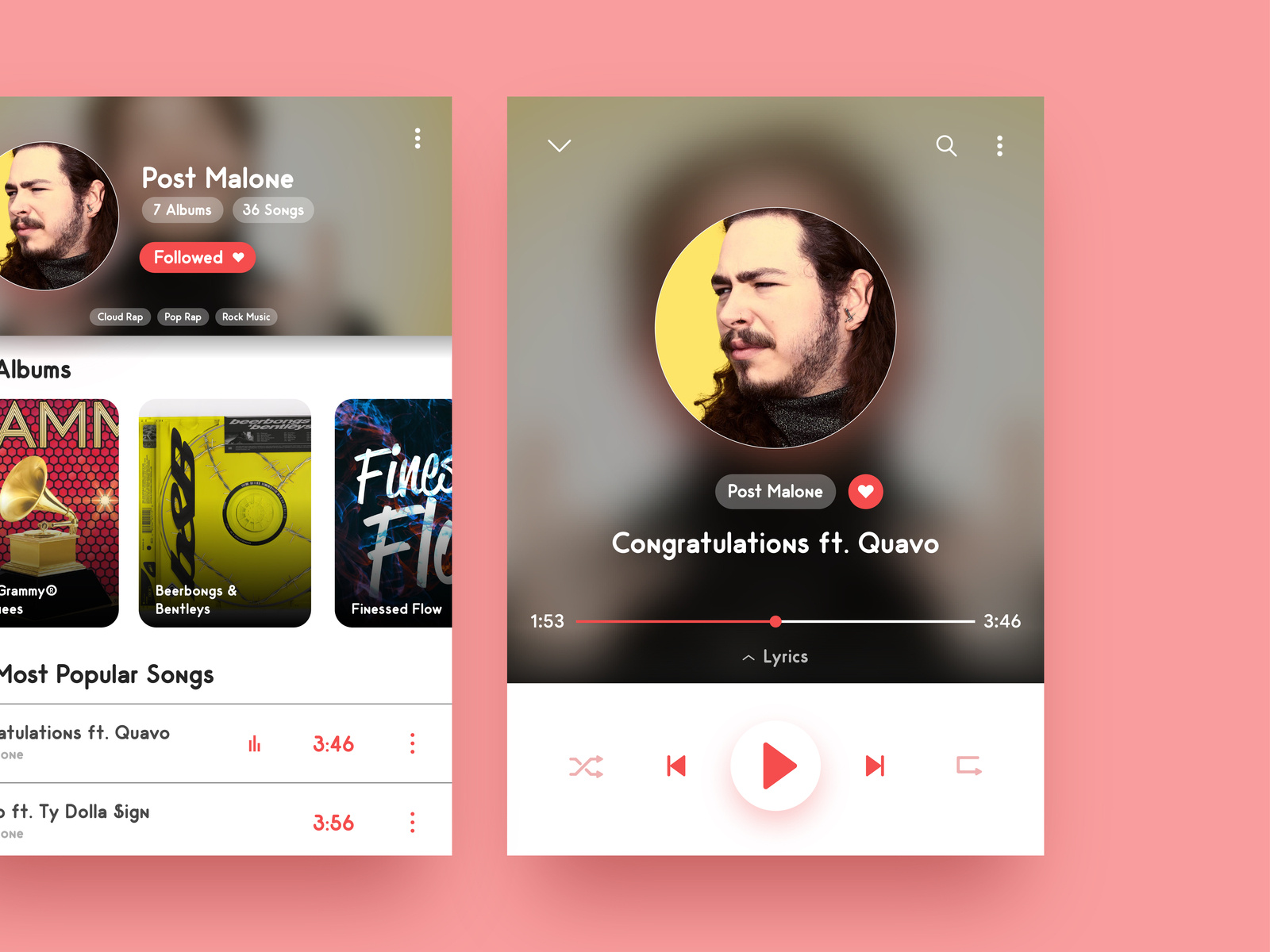 Minimalist Music Player UI by Muhamad Yudha Rifai on Dribbble