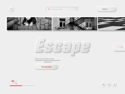 Escape Landing Page - Skeumorphic Design