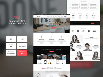 Aitix - HTML Website Template responsive typedaily typeinspire typographer uitrends userinterfacedesign webpage websitedesigner