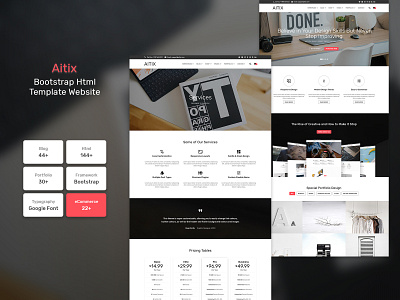 Aitix - HTML Website Template responsive typedaily typeinspire typographer uitrends userinterfacedesign webpage websitedesigner